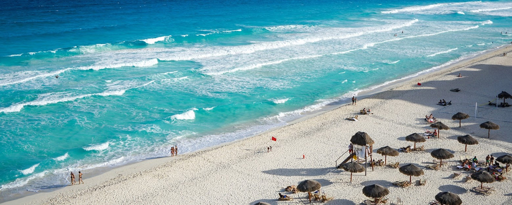 aerial view of cancun beaches