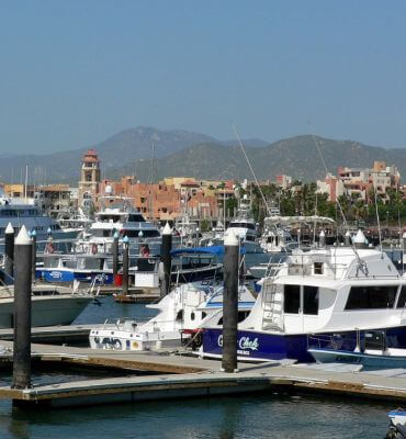 cabo san lucas inner harbor with fishing charters for rent